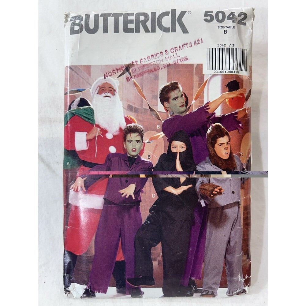Vintage Butterick 5042 Male Costume Sewing Pattern Halloween Sz B CUT